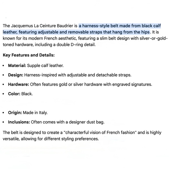 Jacquemus Mens Black Leather La Ceinture Baudrier Harness Belt - Picture 8 of 10